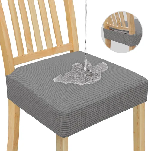 Vista 11 de Easy-Going Fundas de asiento 100% impermeables para sillas de comedor, juego de 2, fundas elásticas para asientos de silla, protector deslizable