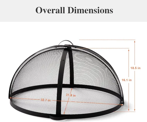 Vista 6 de SUNCREAT Accesorio para cubierta de chispas para fogatas al aire libre, protector de pantalla redondo de fácil apertura para patio, tapa de brasas