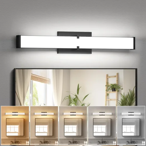 Vista 9 de Moderna lámpara de baño sobre espejo de 16 pulgadas (15.75 pulgadas), 20 W, 2000 lúmenes, luz de tocador de baño regulable, barra de luz LED