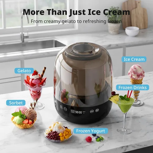 Vista 6 de AIRMSEN Máquina de helados, máquina de helado de 2.1 cuartos de galón con Negro