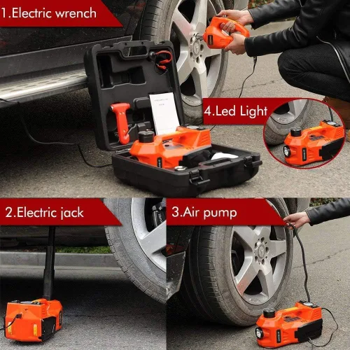 Vista 8 de Kit de reparación de neumáticos de coche portátil multifuncional 3 en 1 de 5 toneladas de elevación de neumáticos eléctricos de elevación automática