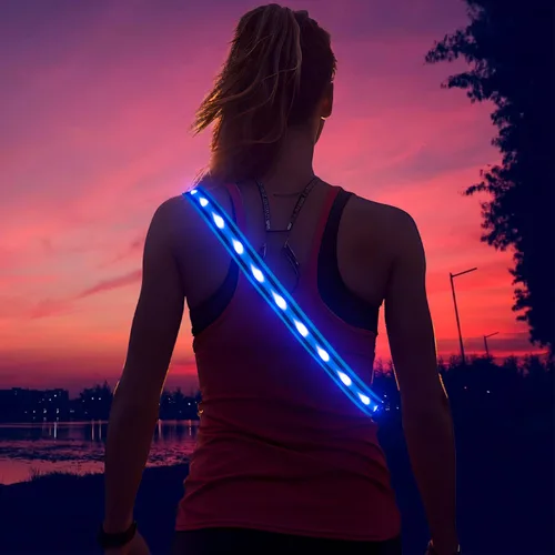 Vista 8 de Illumifun Cinturón LED para Correr - Fajín Iluminado Recargable por USB, Cinturón Elástico de Alta Visibilidad para Correr, Ciclismo, Senderismo