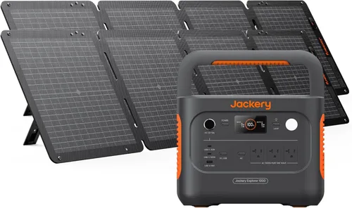 Vista 20 de Jackery Generador Solar 1000 v2 con Panel Solar de 200W, Estación de Energía Portátil de 1070Wh LiFePO4, Salida de 1500W CA/100W USB-C, Carga Rápida