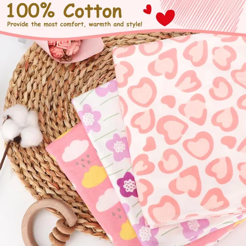Vista 4 de DRESHOW BQUBO - Conjunto de gorro de algodón para bebé, manta para recién nacido, con orejas de oso, tarjeta de anuncio de nacimiento de madera