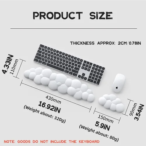 Vista 7 de LJYZMD Cloud - Reposamuñecas para teclado y mouse con reposamuñecas para teclado y mouse en la nube, bonito reposamuñecas en la nube para facilitar
