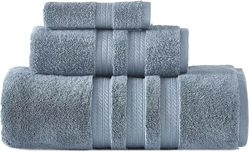 Vista 2 de Member Mark Hotel Premier Collection - Paquete de toallas de baño de lujo 100% algodón (colores surtidos) (Denim, paquete)
