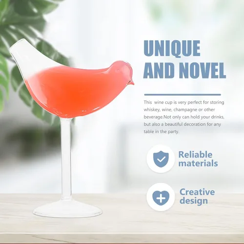 Vista 3 de UPKOCH Juego de 8 copas de cóctel con forma de pájaro, copas de cóctel creativas, copas de vino transparentes de champán para bar, restaurante, club