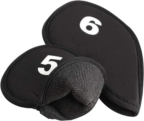 Vista 6 de 10Pcs Neoprene Black Golf Head Covers for Iron with White Club No. Fit Most Brands
