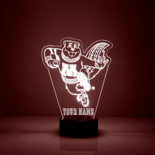 Vista 26 de Espejo Magic Gifts - Lámpara de luz nocturna personalizada con letrero LED de la Universidad Estatal de Boise (BSU) Buster Bronco Mascot con control