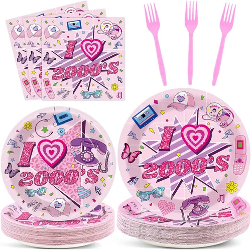 Vista 23 de Qyeahkj 100 piezas de platos y servilletas de patinaje en línea para fiesta rosa, suministros de decoración de cumpleaños con temática de patinaje