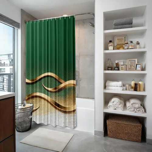 Vista 135 de Shrahala Father and Child Embracing No Hooks Shower Curtain with Snap in Liner Set, Tender Moment Captured Bathroom Décor Polyester Fiber Waterproof