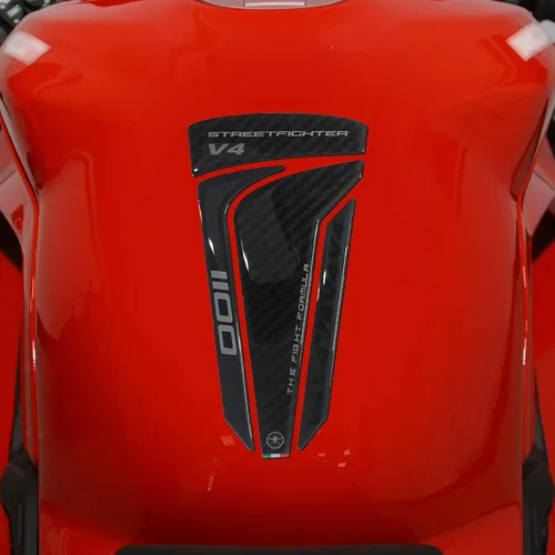 Vista 8 de labelbike - 2 pegatinas 3D de resina, protección lateral para tanque de motocicleta compatible con Ducati Streetfighter V4 2023