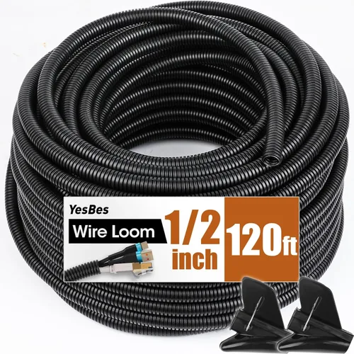 Vista 7 de Tubo Protector de Cables de 40 Pies de 1 Pulgada, Tubo Divisible para Organización de Cables, Conducto de Cables, Tubo Protector de Cables – Negro