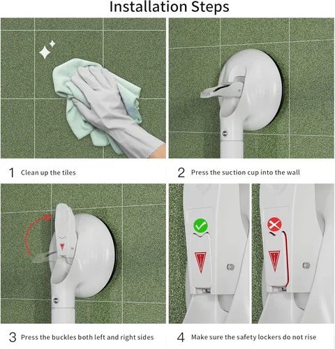 Vista 8 de SHAPON Suction Cup Grab Bar for Shower,Shower Handle Bar with Strong Suction Cup,Portable Grab Handle for Bathtub, Easy to Install, Safe for