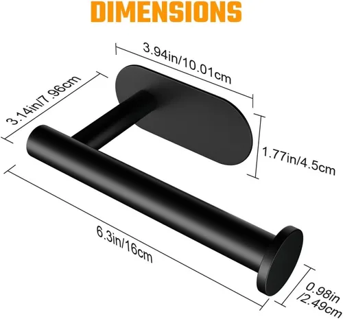 Vista 2 de Ainiv Portarrollos de papel higiénico negro mate, autoadhesivo, acero inoxidable SUS304, soporte para rollo de papel higiénico a prueba de óxido