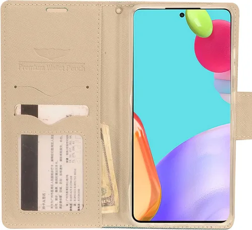 Vista 5 de Para Samsung Galaxy A52 5G (SM-A526) - Funda de Teléfono Billetera Denim - CT5 Gris/Azul Marino