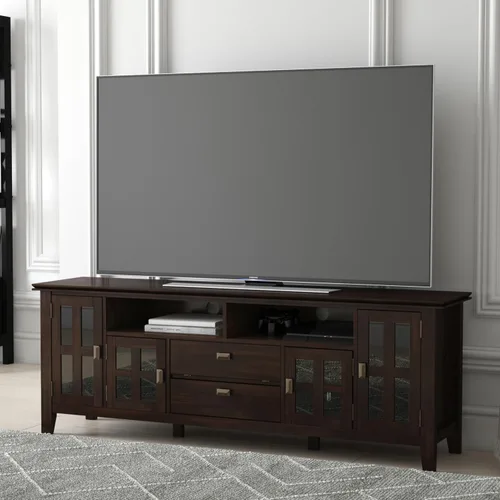 Vista 28 de SIMPLIHOME Artisan Solid Wood Wide TV Media Stand for TVs