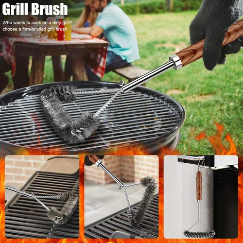 Vista 2 de Juego de 31 accesorios para parrilla de barbacoa para hombres y papás, herramientas de parrilla resistentes, regalos para Navidad, juego
