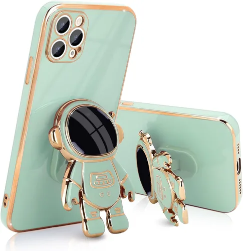 Vista 26 de Pepmune Funda compatible con iPhone 12 Bonita Diseño de Soporte de Astronauta en 3D Protección de Cámara A Prueba de Golpes Cubierta Trasera Suave