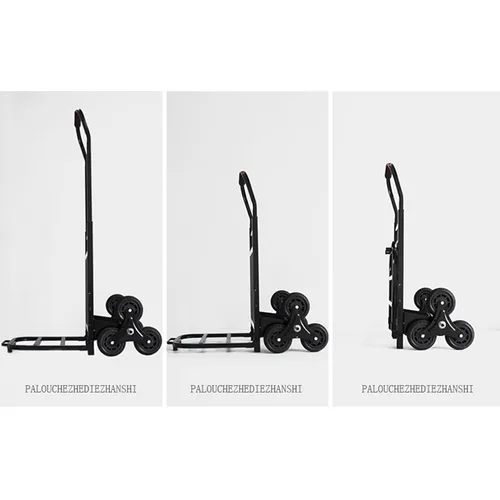 Vista 3 de Carro de la compra con ruedas, 220 libras Heavy Duty Hand Truck 6 ruedas Carretilla escaladora plegable asistida utilidad carro ajustable mango