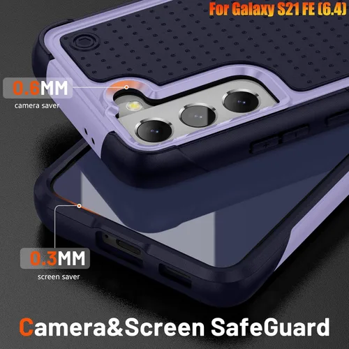 Vista 5 de Funda resistente para Samsung Galaxy S21 FE (5G) de 6.4 pulgadas, 4 esquinas con bolsas de aire [protección contra caídas de 12 pies], agarre