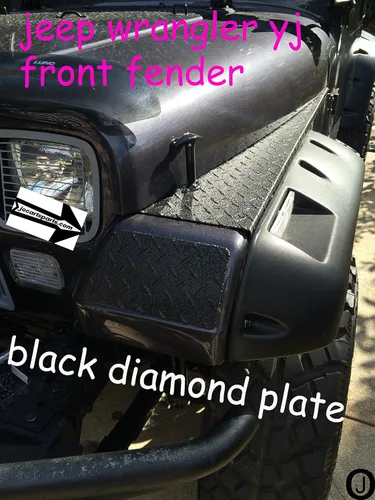 Vista 5 de Se adapta a las cubiertas de guardabarros delanteros con placa de diamante negro JEEEP YJ