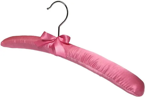 Vista 3 de 6 perchas acolchadas de satén liso rosa de 15 pulgadas de largo para vestido, lencería nupcial