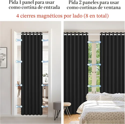 Vista 9 de Cortinas plisadas completamente opacas con cierre magnético, 72 pulgadas de largo, para interiores y exteriores, 1 panel, 45 pulgadas de ancho x 72