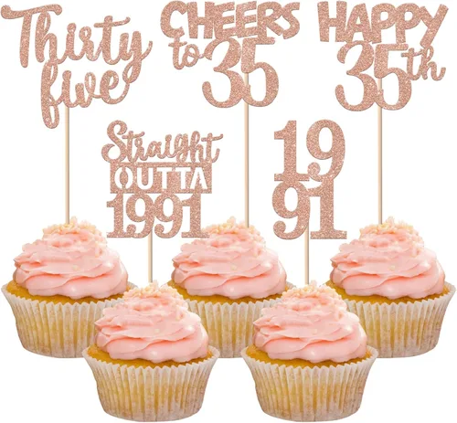 Vista 119 de 30 piezas de decoraciones para pastel de cumpleaños número 10, decoraciones de cupcakes negras con brillo, 10 feliz cumple, directo desde 2016, 10