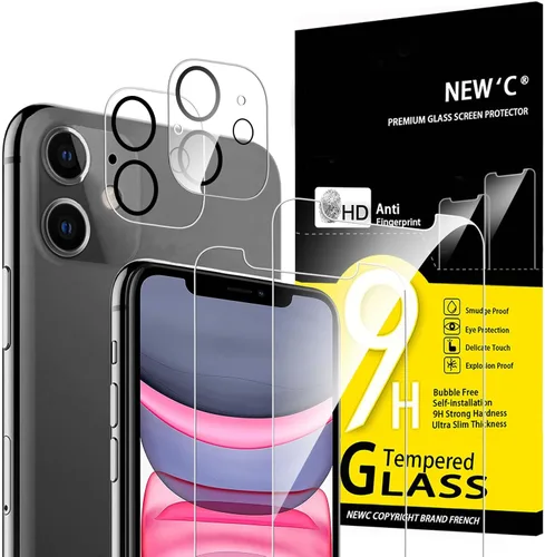 Vista 8 de NEW'C Paquete de 4, 2 protectores de pantalla para iPhone 14 Pro Max (6.7 pulgadas) + 2 protectores de lente de cámara, protección de sensor
