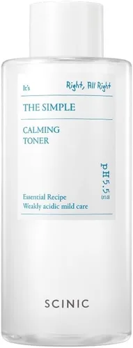 SCINIC The Simple Calming Toner 10.1 fl oz (10.1 fl oz) | Astringente facial vegano para pieles sensibles e irritadas | Textura acuosa fresca |