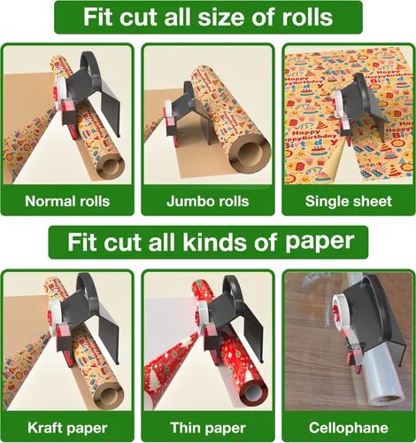 Vista 5 de Wraprocut (Paquete de 2) Cortador de papel de regalo y dispensador de cinta de doble uso con 4 cintas, kit de 2 cuchillas de repuesto