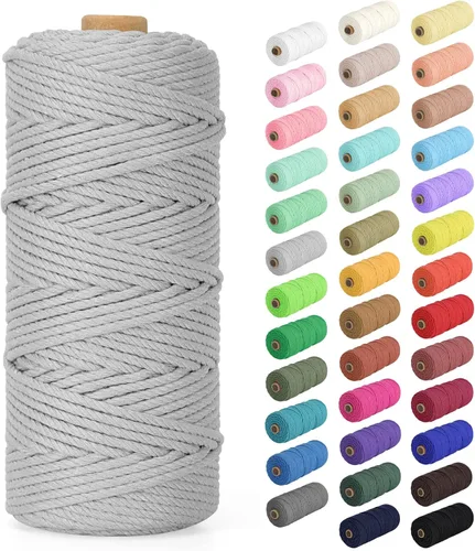 Vista 46 de Cuerda de macramé de 0.079 in x 220 yardas (656 pies), cuerda de algodón natural para colgar en la pared, ganchos de plantas, manualidades, Verde