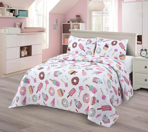 Vista 2 de Colcha edredón de 2 piezas tamaño Twin para niños/adolescentes varones, dinosaurios, verde militar, azul, naranja, multicolor, ropa de cama nueva