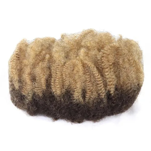 Vista 7 de HAPPY&CC Afro Kinkys - Extensiones de cabello humano a granel para extensiones de rastas de 10 pulgadas, 1.76 onzas, #4, color marrón degradado a