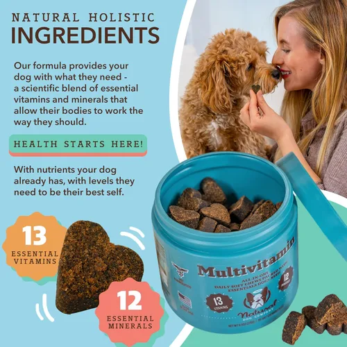 Vista 2 de Natural Dog Company Suplementos para perros para personas mayores y perros activos, masticables multivitamínicos y alivio de cadera