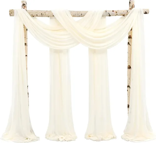 Vista 11 de Tela para Cubrir Arco de Boda, 4 Paneles 71 cm x 6,1 m Telas para Arco de Boda Azul Bebé para Ceremonia, Telas de Gasa para Decoración de Arco