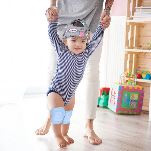 Vista 3 de Casco ajustable para bebé, ligero y suave, con 3 pares de rodilleras para gatear y 3 pares de calcetines de bebé, ideal para el bebé que aprende a