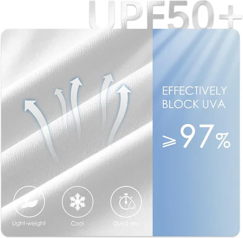 Vista 4 de BALEAF Vestido tipo camisa de manga larga con cremallera para mujer, protección solar UPF 50+, con capucha y bolsillos