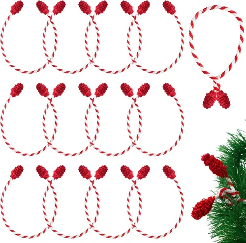 Vista 22 de Shappy - 12 piezas de ataduras decorativas de Navidad para barandillas, ataduras reutilizables y flexibles de torsión para guirnaldas, escaleras