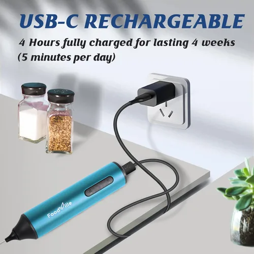 Vista 3 de FoodVille MF05 Espumador de leche recargable con carga USB, máquina de espuma de mano con batidor de globo inoxidable para capuchino, café