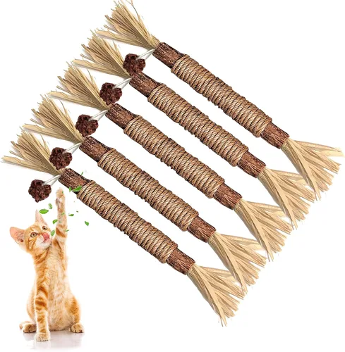 5 Pack Silvervine Cat Toy, Silvervines Sticks Cat Toys for Indoor Cats, Cat & Kitten Chew Toys for Aggressive Chewers, Cat Dental Toy for Kitten