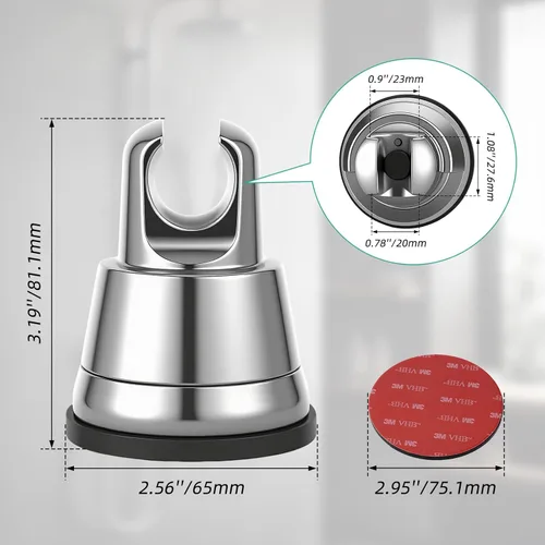 Vista 8 de Hibbent Soporte de cabezal de ducha con ventosa al vacío, soporte de varilla de ducha extraíble, altura ajustable y montaje en pared, soporte
