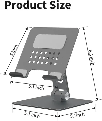 Vista 7 de ALASHI Tablet Stand for Desk, Multi-Angle Adjustable, Foldable Portable Tablet Stands, Ergonomic Design Tablet Holder Compatible with 4 to 13 Inches