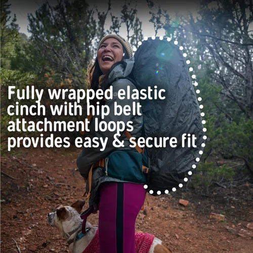 Vista 3 de Kelty Funda de lluvia para mochila, cubierta a prueba de agua para senderismo y mochilero, 30 a 105 litros, cincha elástica, bolsillo integrado