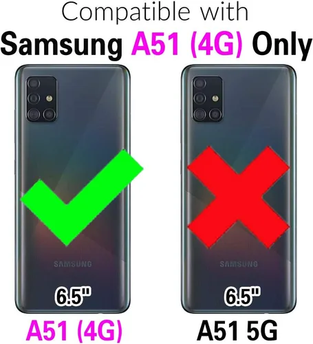 Vista 2 de Asuwish Funda compatible con Samsung Galaxy A51 4G y protector de pantalla de vidrio templado, accesorios de celda, fundas de silicona TPU suave
