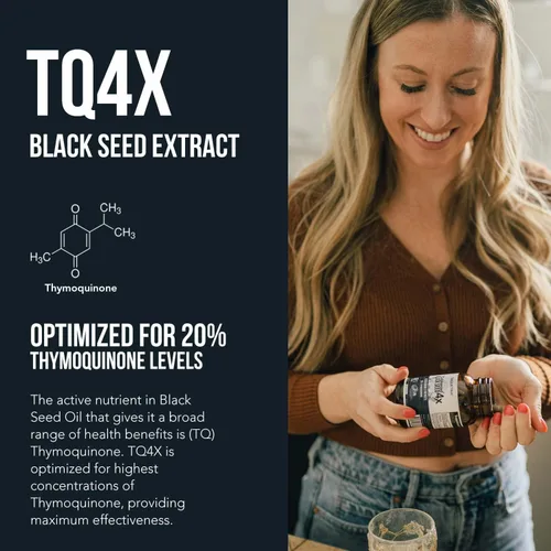 Vista 3 de Cápsulas de extracto de aceite de semilla negra con 20% de timoquinona - TQ-Advanced 4X®: Concentración potente de timoquinona disponible