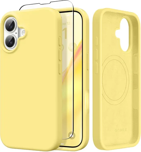 Vista 205 de GONEZ Funda magnética para iPhone 14, compatible con Magsafe, con protector de pantalla + protector de cámara, forro de microfibra antiarañazos
