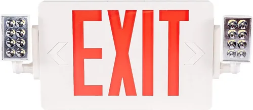 Vista 2 de Señales de salida LED con luces de emergencia, luz combinada de emergencia LED ajustable de doble cara con batería de respaldo, cable duro, grado