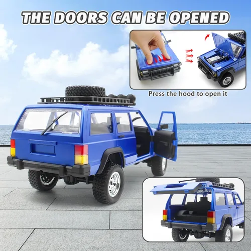 Vista 6 de Fistone Coche de control remoto a escala 1:12, RC Rock Crawler, 2.4Ghz 4WD Off-Road Camión de control remoto con luz LED, vehículo de escalada